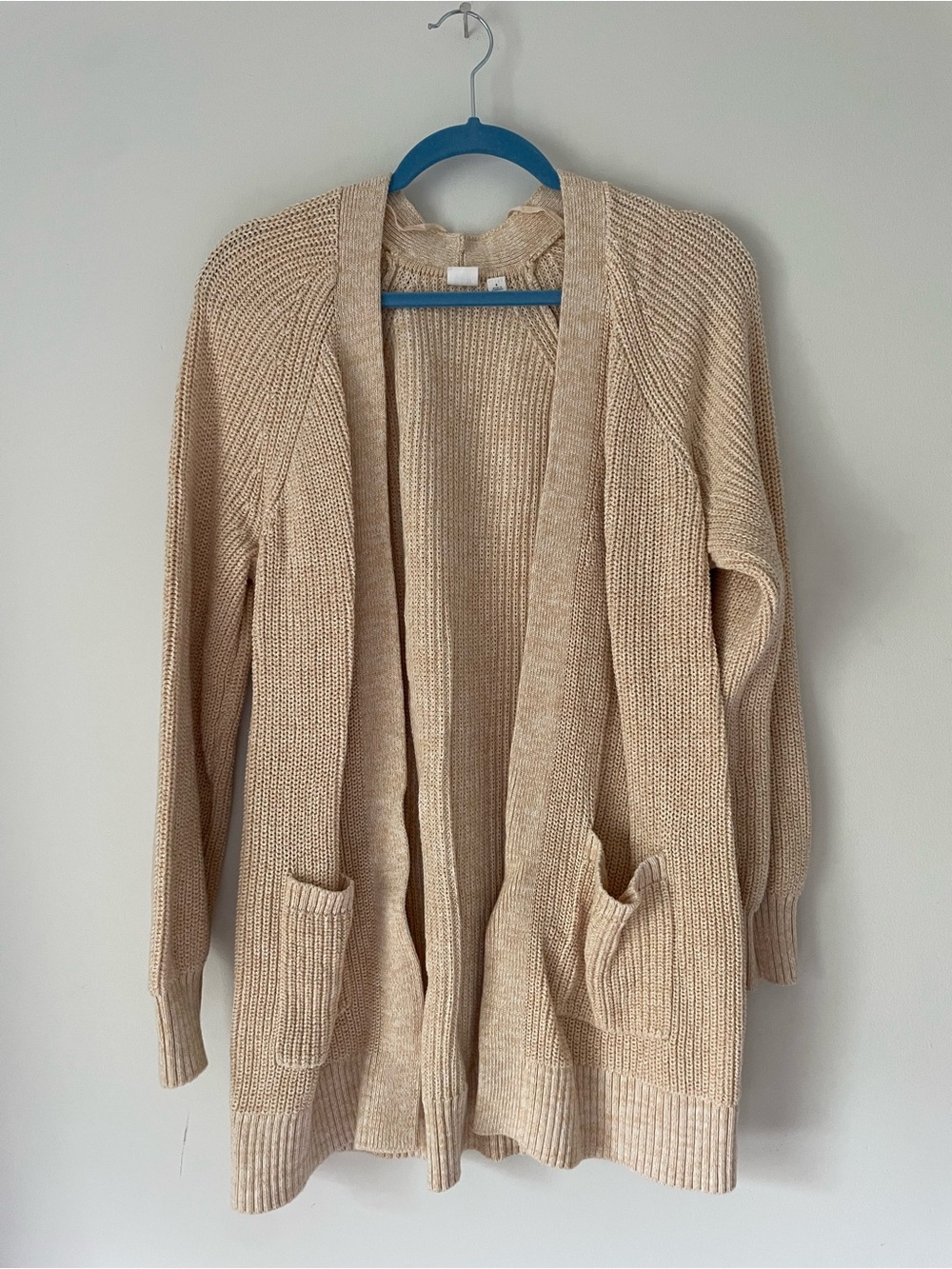 GAP Beige Open-Front Knit Cardigan